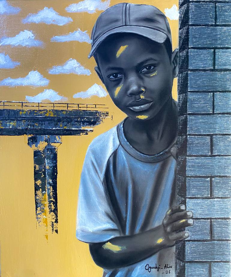 Original Children Mixed Media by Ogundeji Aliu | Abstract Expressionism Art on Canvas | The weight of absence