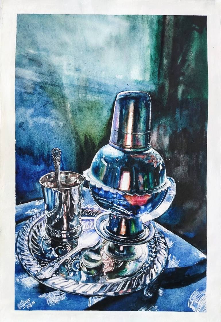 Original Still Life Painting by Ornab Mojumder | Realism Art on Paper | Veil on the night