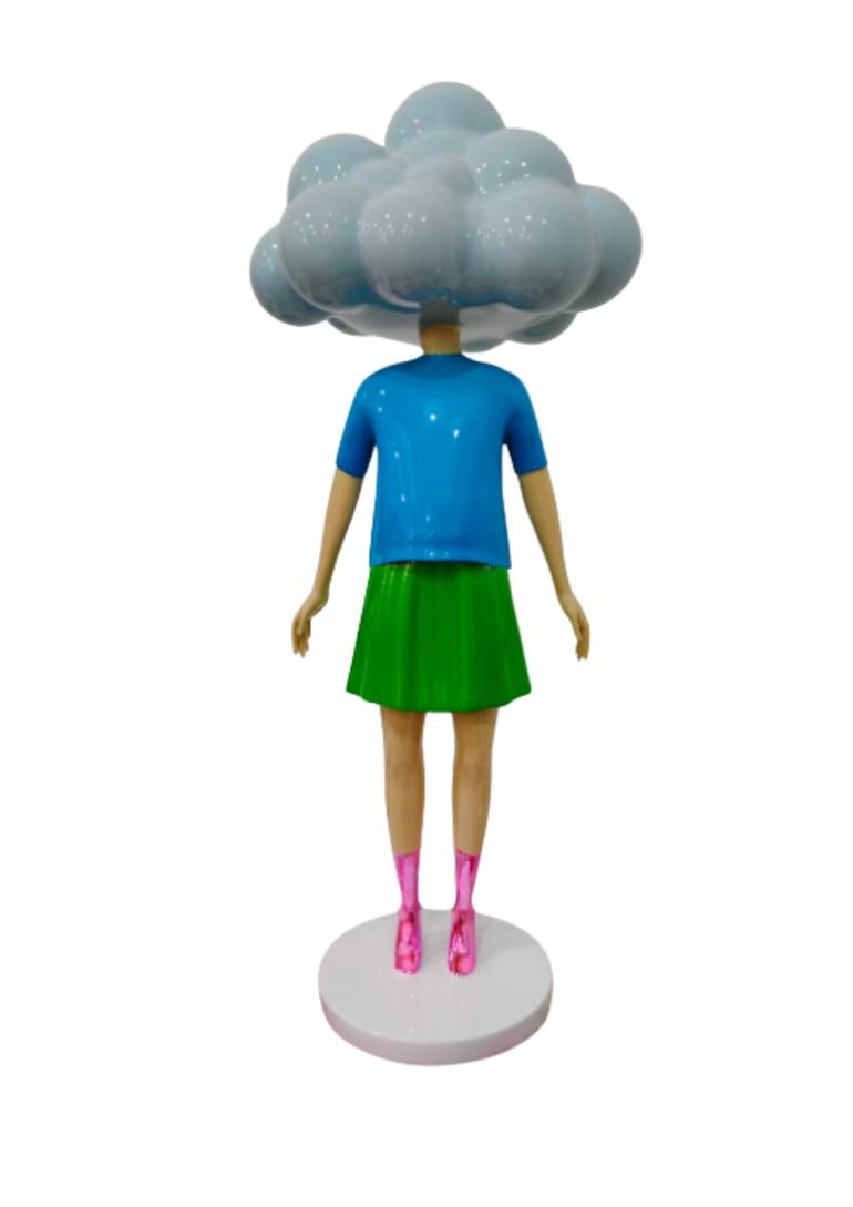 Original Fantasy Sculpture by Hugo Brun | Pop Art Art on Fiberglass | MRS. KLOUD (Sky Blue)