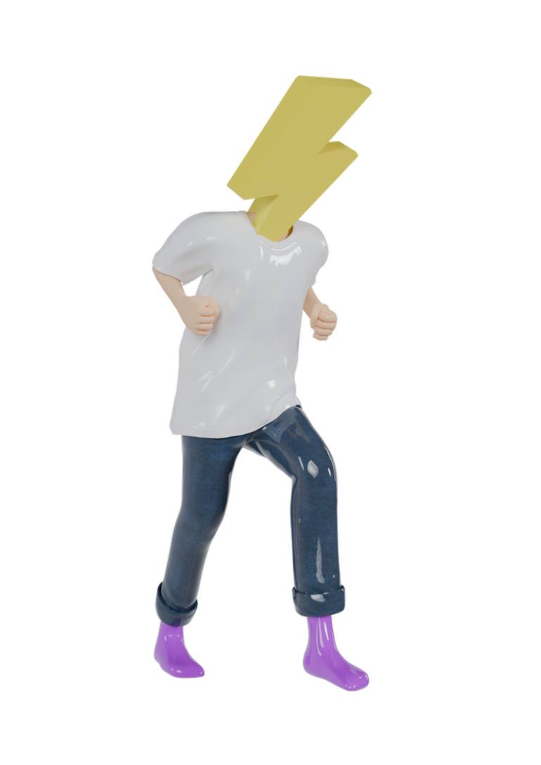 Original Fantasy Sculpture by Hugo Brun | Pop Art Art on Fiberglass | MR. THUNDER