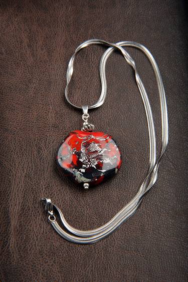 Red pendant made in silver and Murano glass  thumb