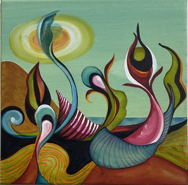 Original Surrealism Abstract Painting by Julia Pinkham