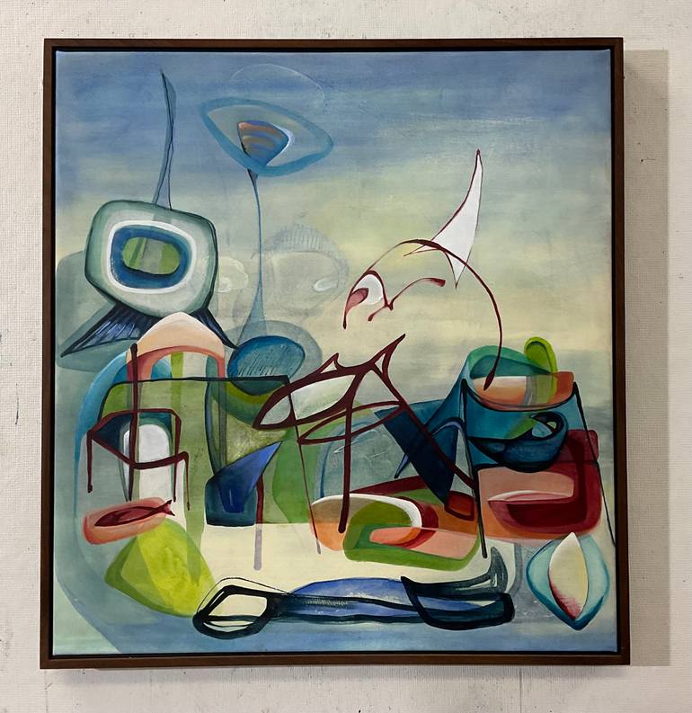 Original Modernism Abstract Painting by Julia Pinkham