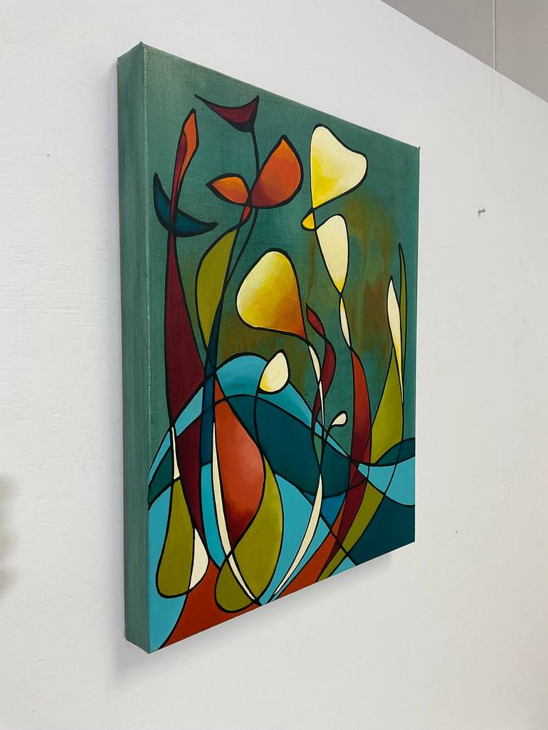 Original Abstract Floral Painting by Julia Pinkham