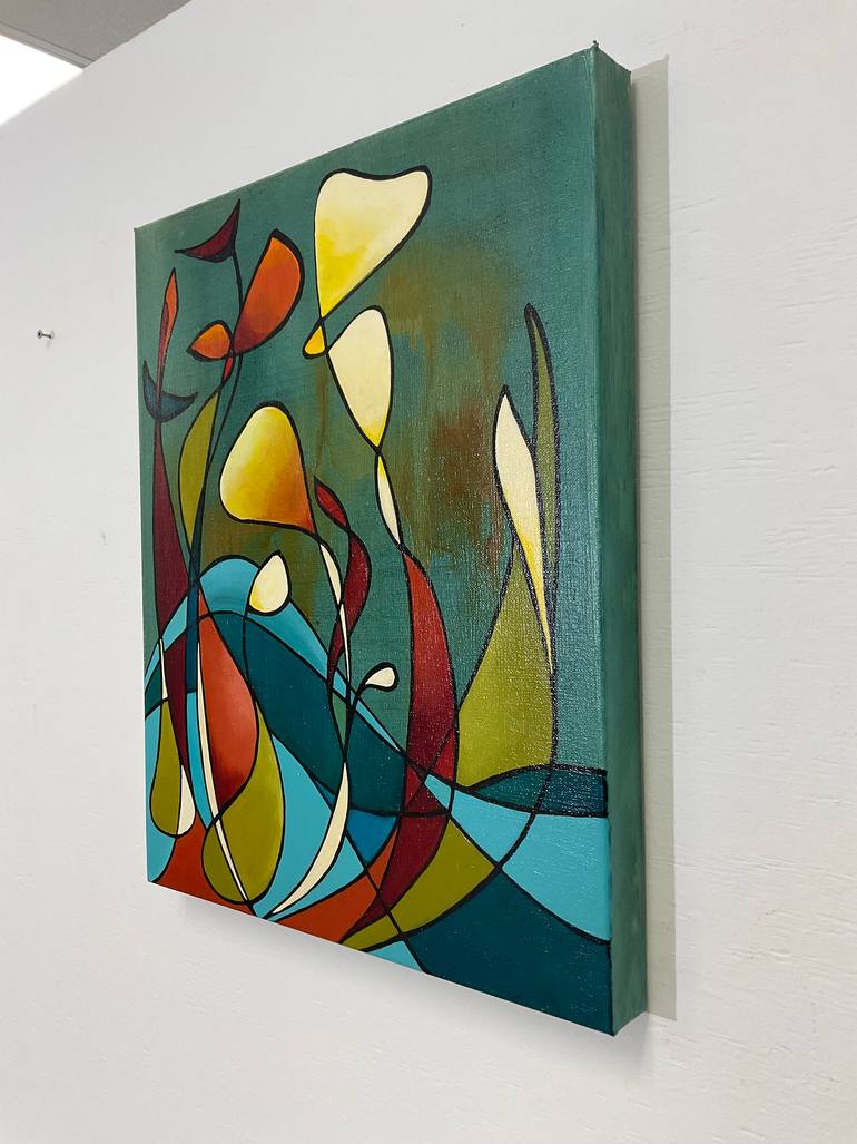 Original Abstract Floral Painting by Julia Pinkham