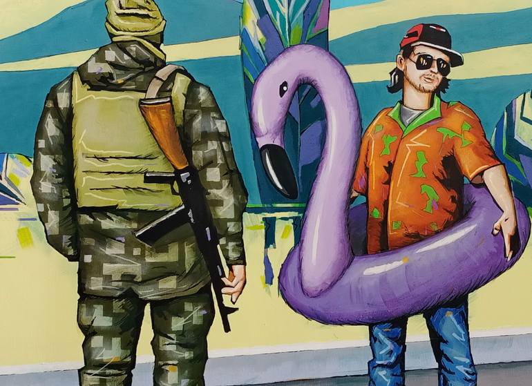 Original Pop Art People Painting by Evgen Semenyuk