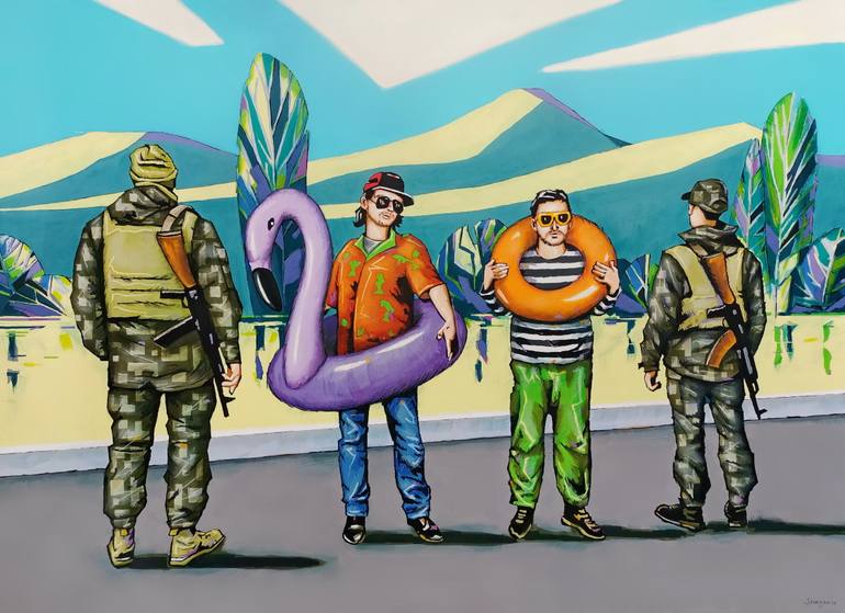Original Pop Art People Painting by Evgen Semenyuk