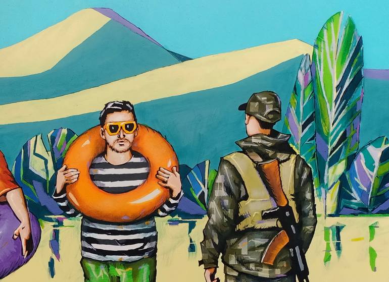 Original Pop Art People Painting by Evgen Semenyuk