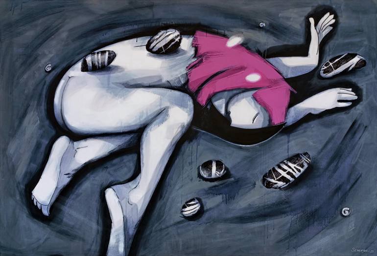 Original Figurative Beach Painting by Evgen Semenyuk