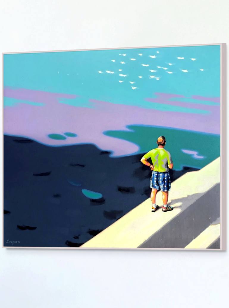 Original Figurative Beach Painting by Evgen Semenyuk