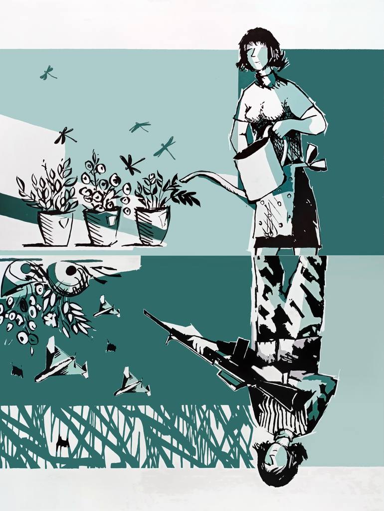 Original Abstract People Painting by Evgen Semenyuk