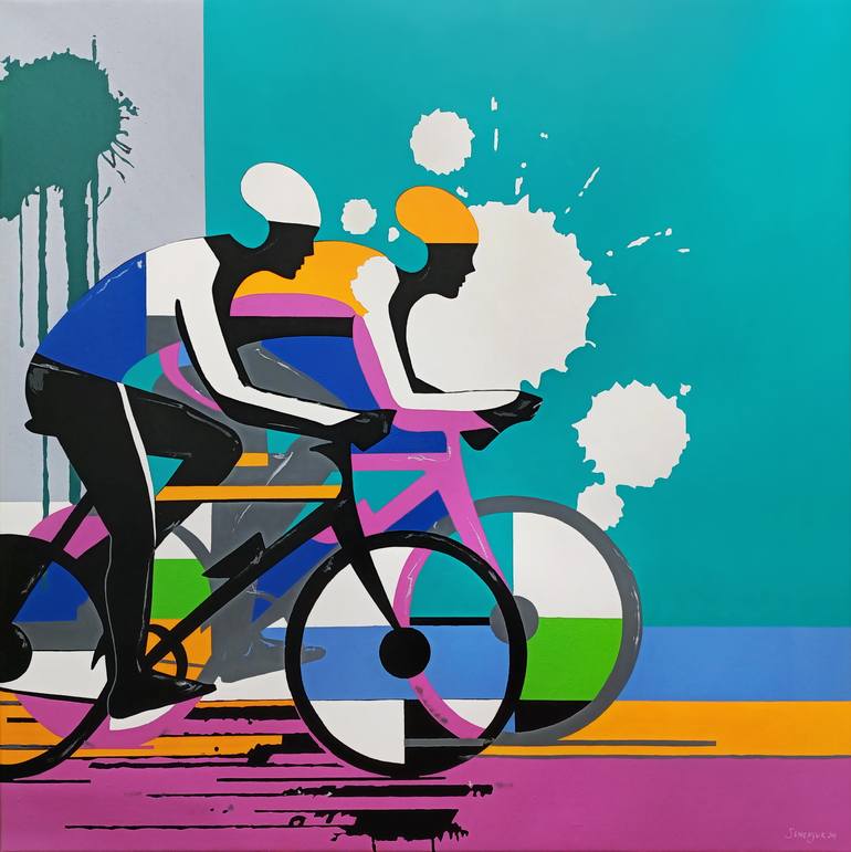 Original Abstract Sports Painting by Evgen Semenyuk