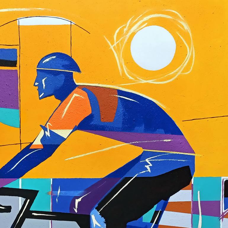 Original Abstract Sports Painting by Evgen Semenyuk