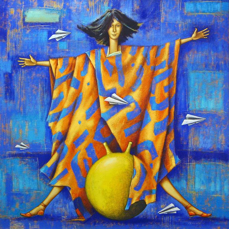 Original Expressionism People Painting by Evgen Semenyuk
