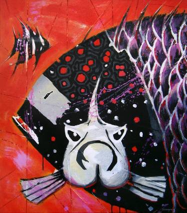 Original Expressionism Fish Paintings by Evgen Semenyuk