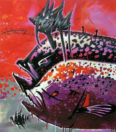 Original Expressionism Fish Paintings by Evgen Semenyuk