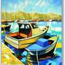 Seascape with boats - painting framed