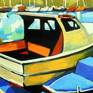 Seascape with boats - painting detail
