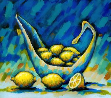 Lemons on Blue Background thumb