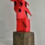 Abstract red tower. 2020. Mixed Media Abstract Art Object (Sculpture)