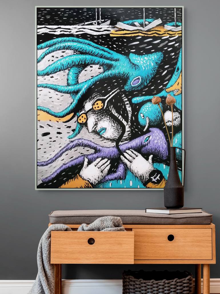Original Abstract People Painting by Evgen Semenyuk