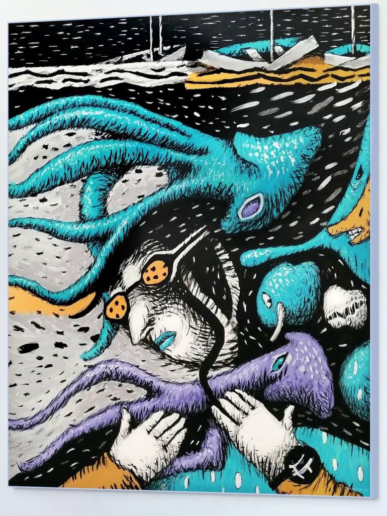Original Abstract People Painting by Evgen Semenyuk