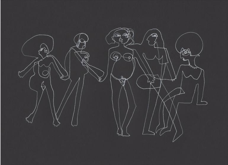 Original Black & White Body Drawing by Justina Blakeney