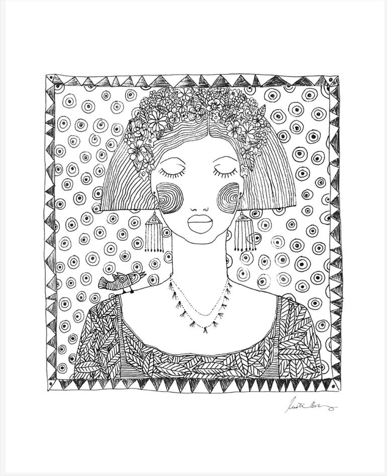 Original Black & White People Drawing by Justina Blakeney