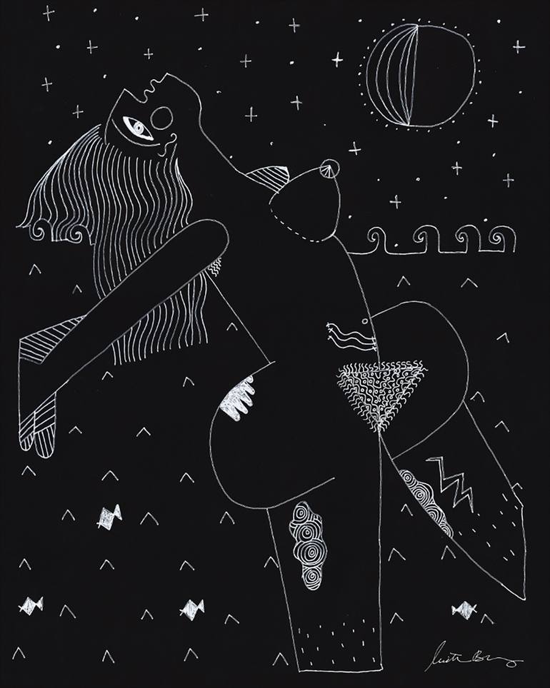 Original Black & White Body Drawing by Justina Blakeney