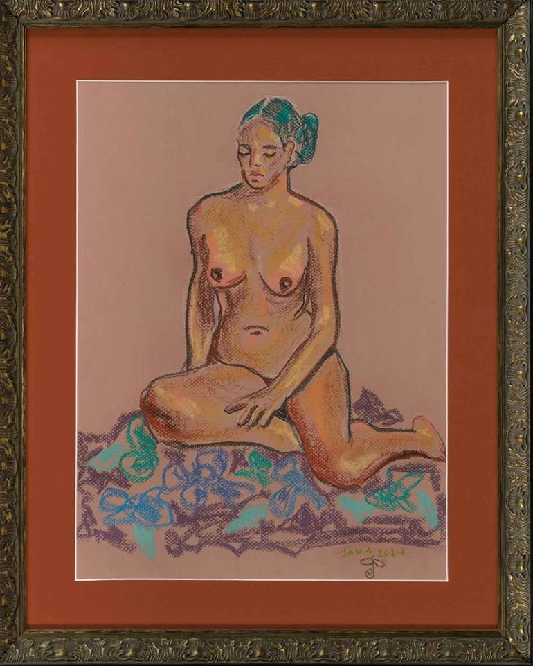 Original Abstract Nude Drawing by Justina Blakeney