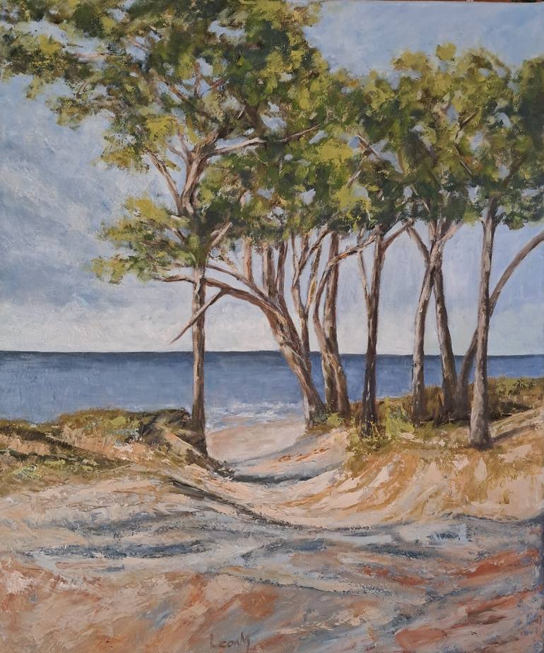 Original Beach Painting by Maria Leonor Martins | Abstract Expressionism Art on Canvas | The path way