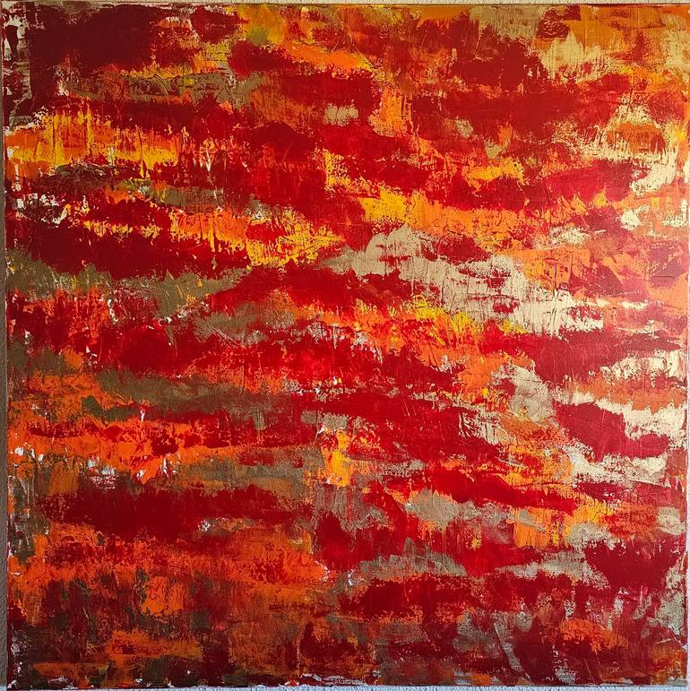Original Abstract Painting by Maria Szlanta | Abstract Expressionism Art on Canvas | Red, gold and more than that.