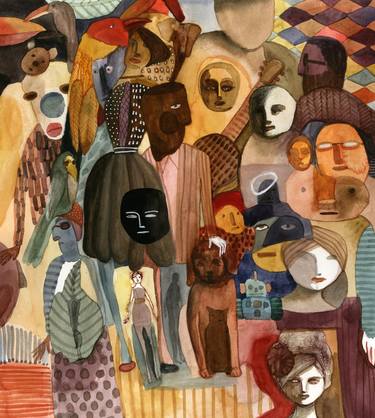 Print of People Paintings by Maria Eugenia Longo Cabello Campos