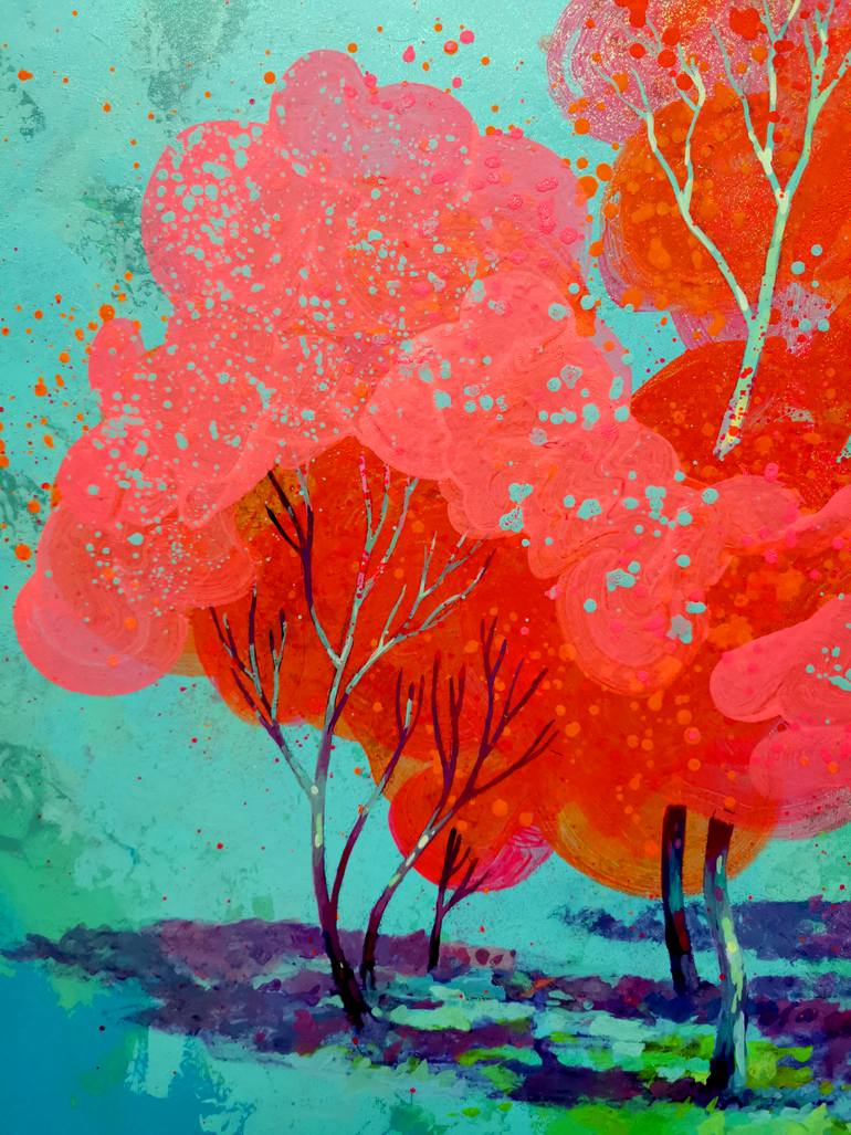 Original Impressionism Tree Painting by Katarzyna Wolodkiewicz