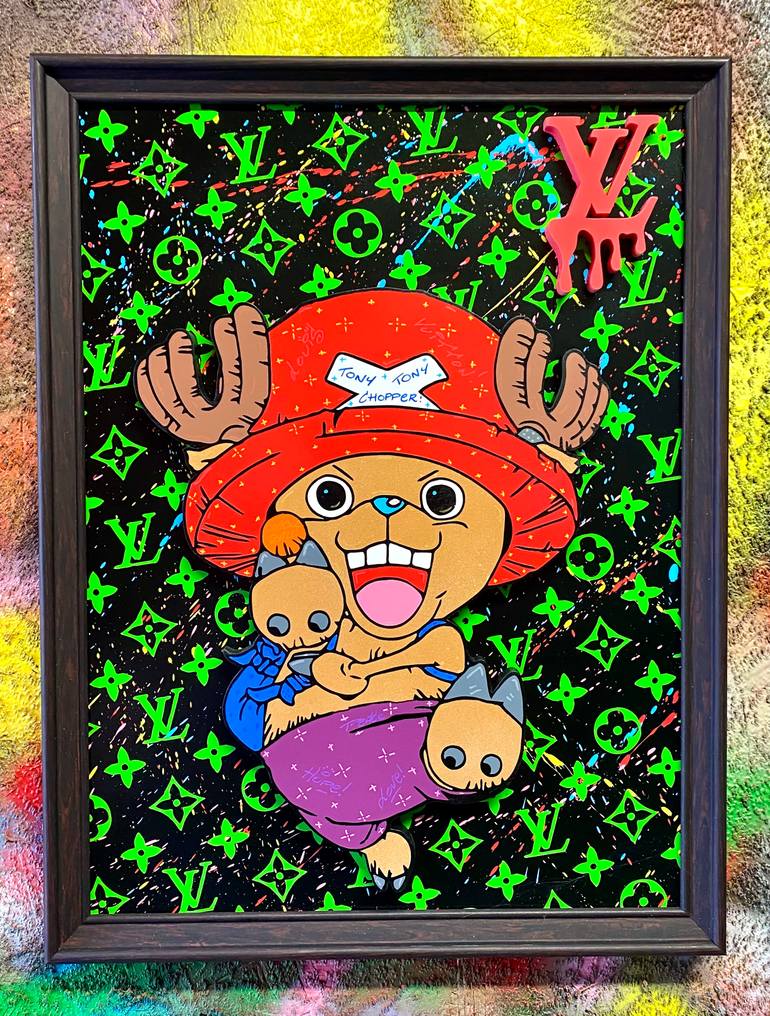 Original Cartoon Painting by Smeb Cliquart | Street Art Art on Wood | CHOPPER by Louis Vuitton