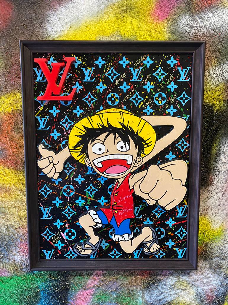 Original Cartoon Painting by Smeb Cliquart | Pop Art Art on Wood | LUFFY by LOUIS VUITTON
