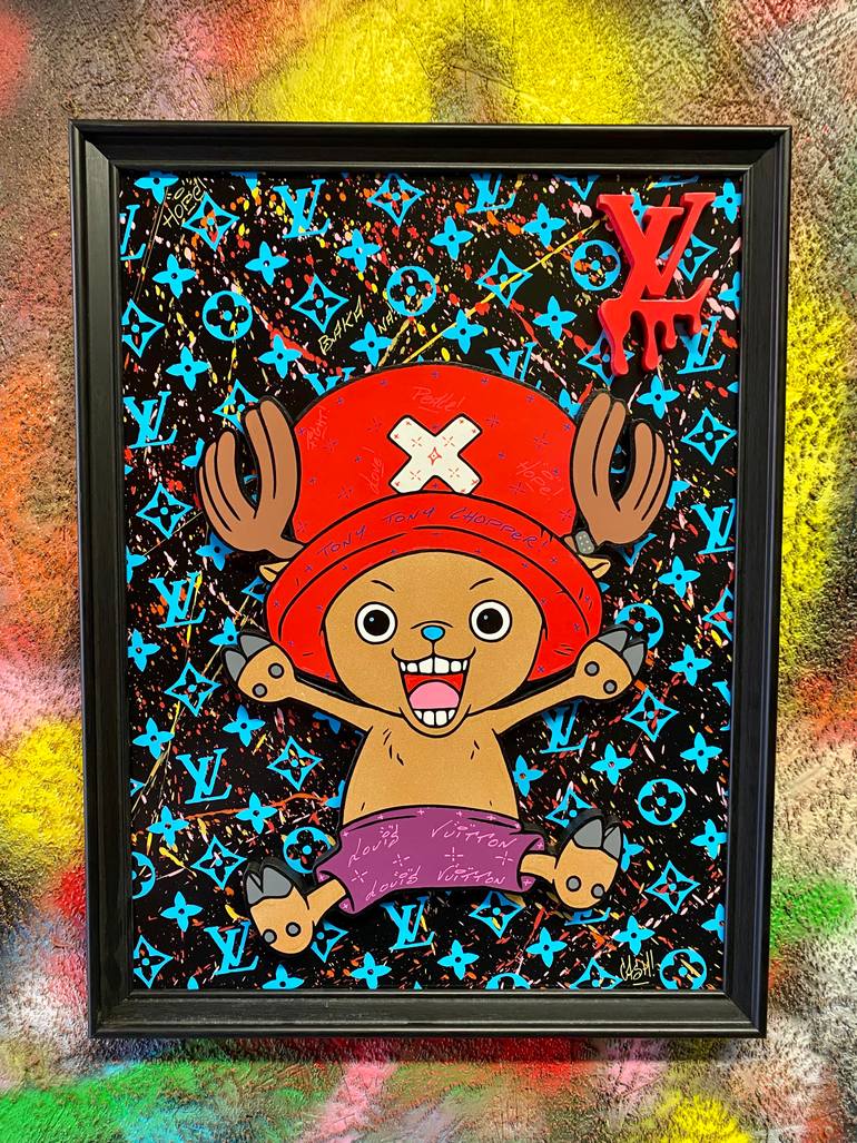 Original Cartoon Painting by Smeb Cliquart | Street Art Art on Wood | TONY TONY CHOPPER by Louis Vuitton
