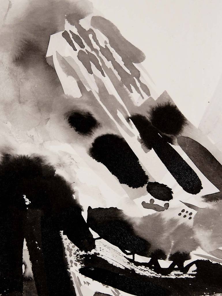 Original Black & White Landscape Painting by Christine Guichard
