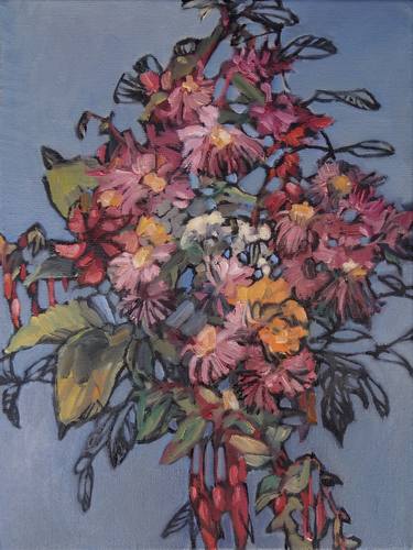 Original Art Deco Floral Paintings by Iet Langeveld