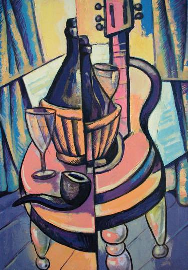 Original Cubism Still Life Paintings by Rumen Sazdov