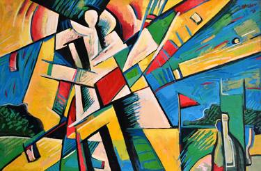 Original Cubism Sport Paintings by Rumen Sazdov