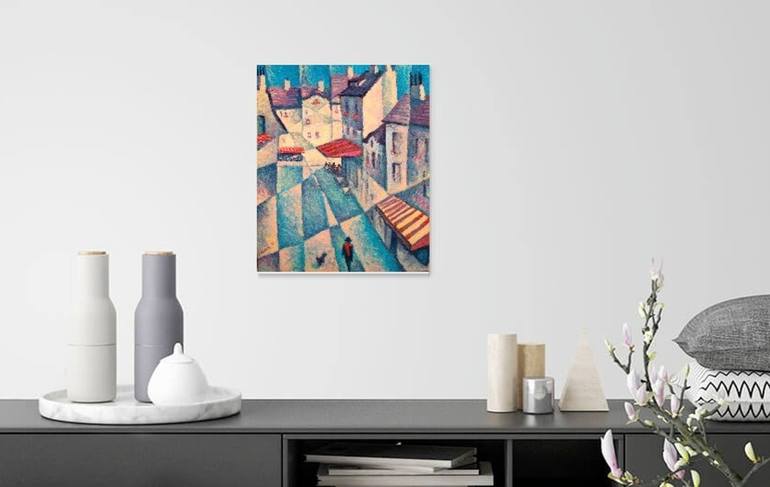 Original Cubism Cities Painting by Rumen Sazdov