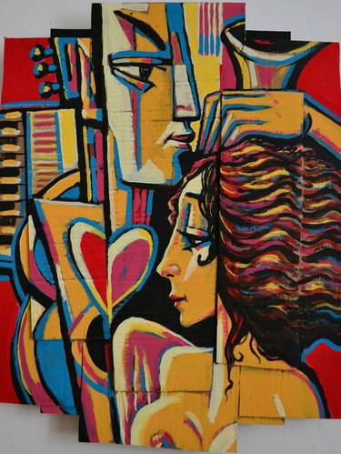 Original Abstract Expressionism Love Collage by Rumen Sazdov