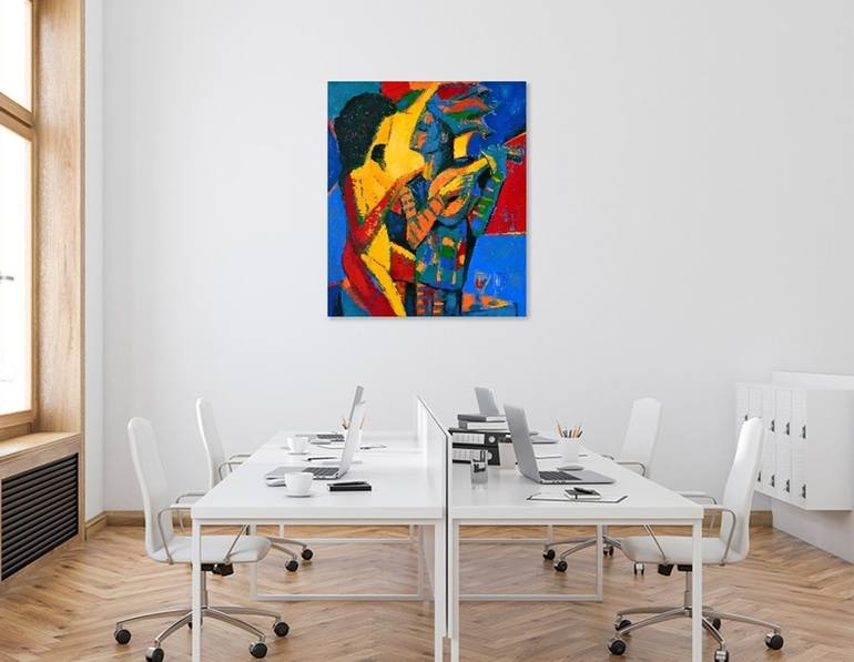 Original Cubism Love Painting by Rumen Sazdov