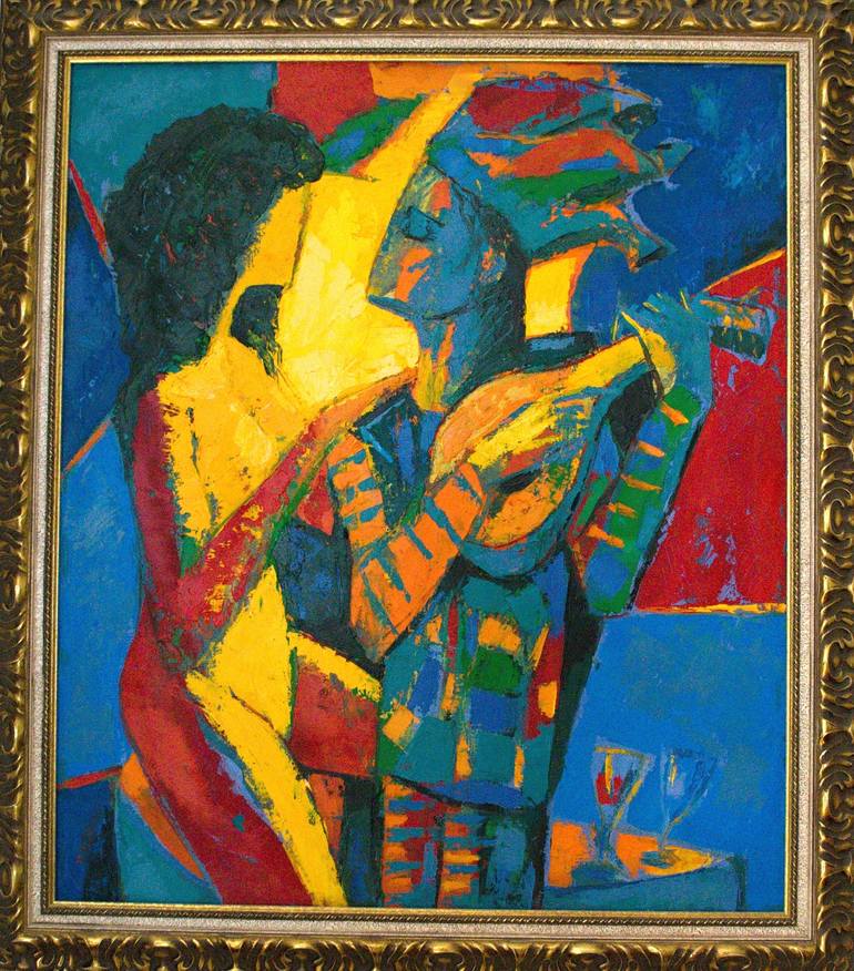 Original Cubism Love Painting by Rumen Sazdov
