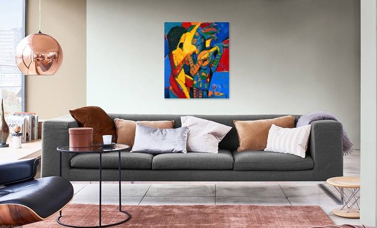 Original Cubism Love Painting by Rumen Sazdov