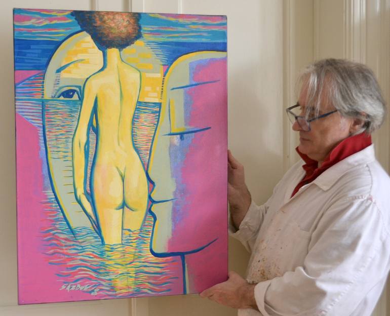Original Expressionism Nude Painting by Rumen Sazdov