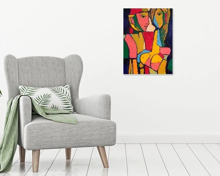 Original Cubism Love Painting by Rumen Sazdov