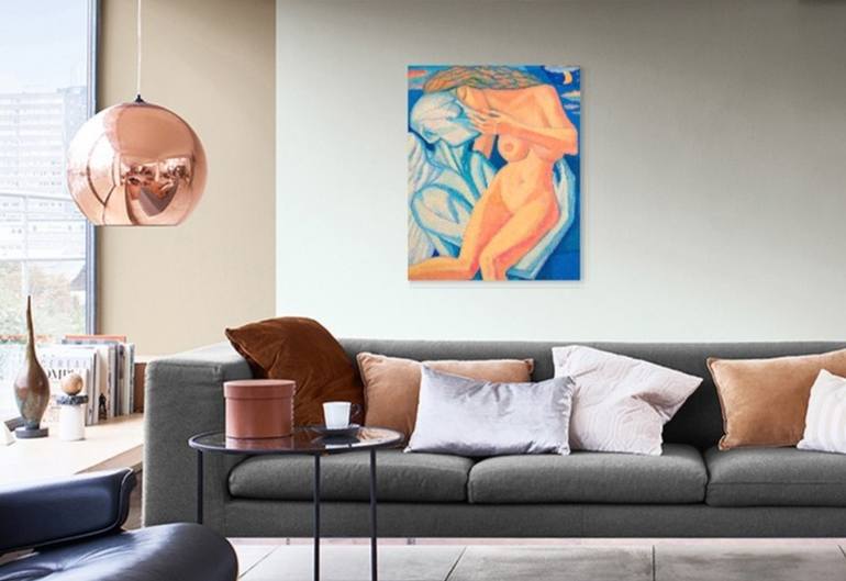 Original Cubism Nude Painting by Rumen Sazdov