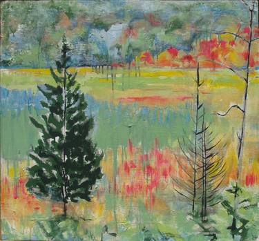 evergreen trees painting